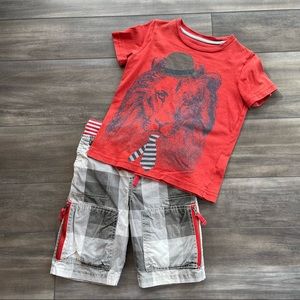 EUC Classic Mini Boden Techno Shorts & Lion Shirt 4 yr